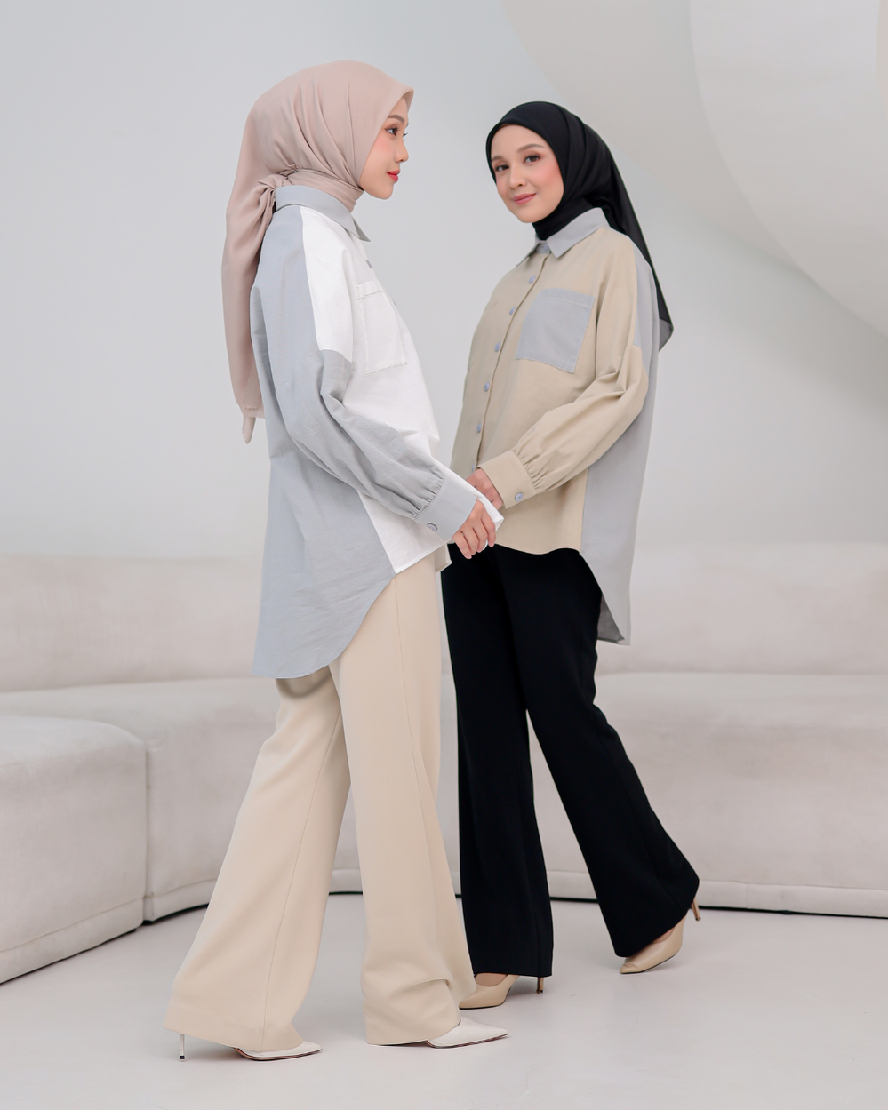 OMARA Keira Two Tone Shirt | Kemeja Wanita - Palette