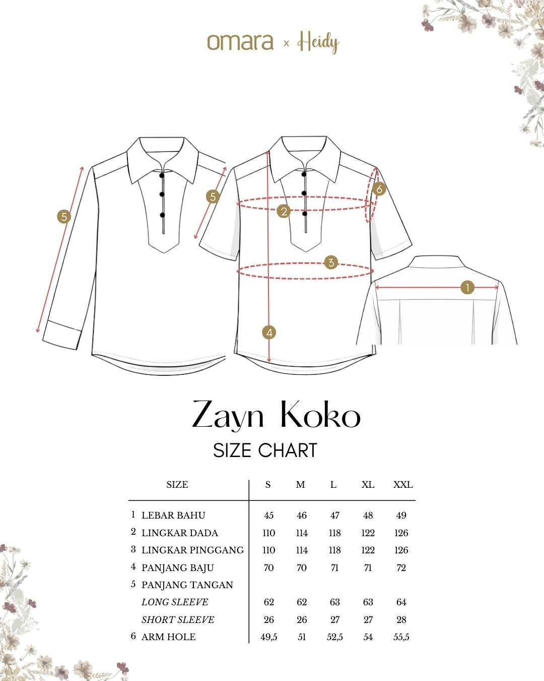 OMARA x Heidy Zayn Half-Button Koko Shirt | Kemeja Koko Pria - Quiet Ornament Sarimbit Series
