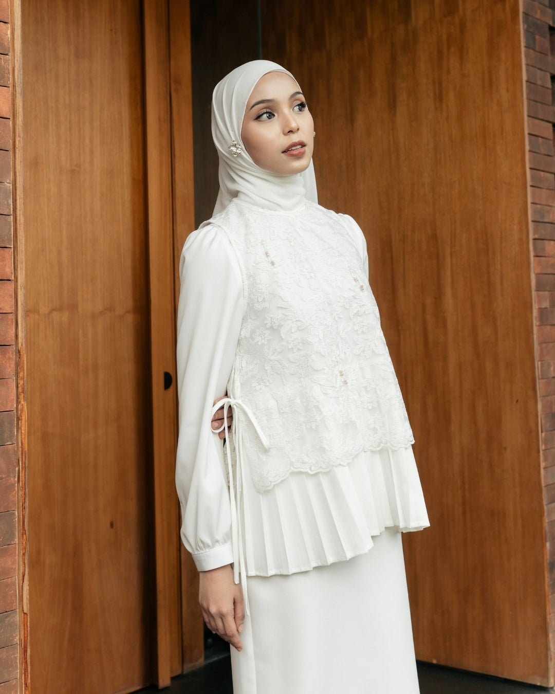 OMARA x Heidy Zamora 2 Piece Lace-Beads Vest Blouse | Atasan Wanita - Quiet Ornament Sarimbit Series