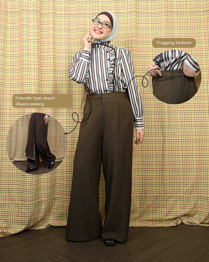 Omara x Firyal Aisyah — Pearlia Embroidery List Layered Pants | Celana Wanita