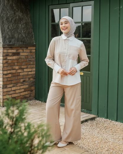 OMARA Willa Gingham Shirt | Kemeja Blouse Wanita Olive Grove