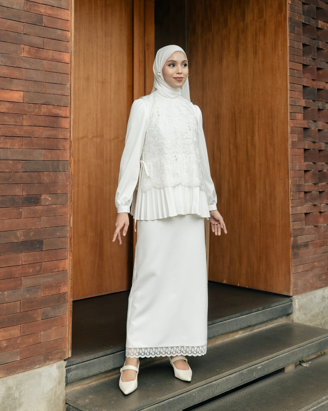 OMARA x Heidy Zamora 2 Piece Lace-Beads Vest Blouse | Atasan Wanita - Quiet Ornament Sarimbit Series
