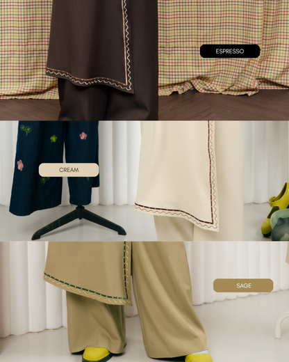 Omara x Firyal Aisyah — Pearlia Embroidery List Layered Pants | Celana Wanita