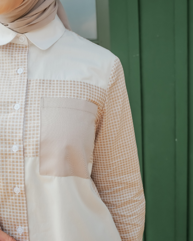 OMARA Willa Gingham Shirt | Kemeja Blouse Wanita Olive Grove