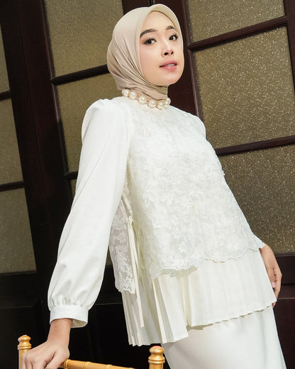 OMARA x Heidy Zamora 2 Piece Lace-Beads Vest Blouse | Atasan Wanita - Quiet Ornament Sarimbit Series