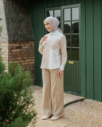 OMARA Willa Gingham Shirt | Kemeja Blouse Wanita Olive Grove