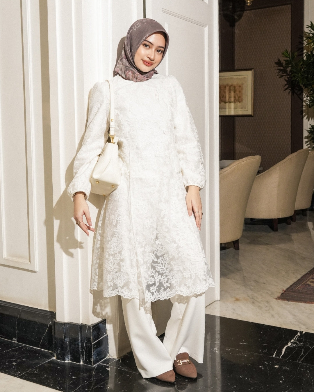 OMARA x Heidy Zaura Beads-Slit Tunic | Tunik Wanita - Quiet Ornament Sarimbit Series