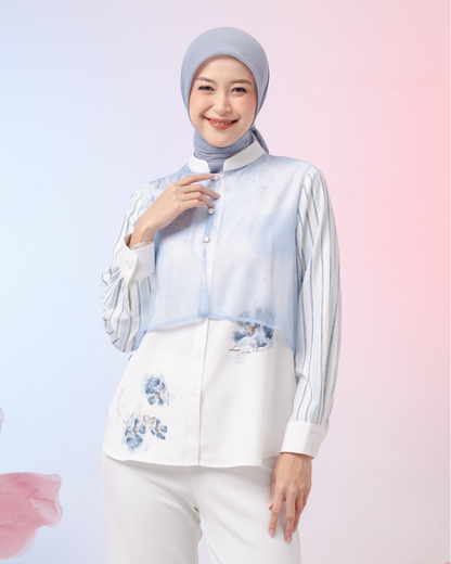 OMARA Charita Blossom Sheer Blouse | Kemeja Blouse Wanita - Gardenia