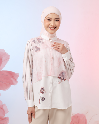 OMARA Charita Blossom Sheer Blouse | Kemeja Blouse Wanita - Gardenia