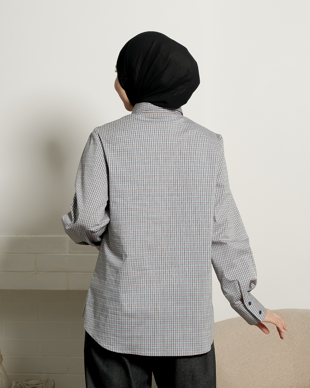 OMARA Viany Flower Gingham Shirt | Kemeja Blouse Wanita