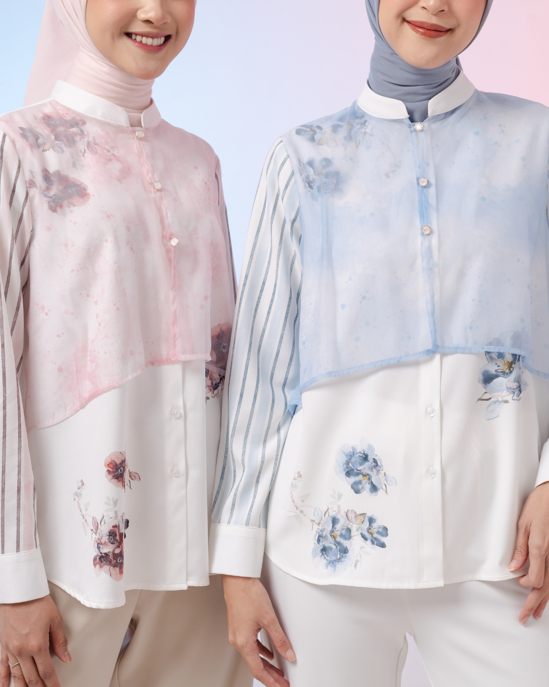 OMARA Charita Blossom Sheer Blouse | Kemeja Blouse Wanita - Gardenia