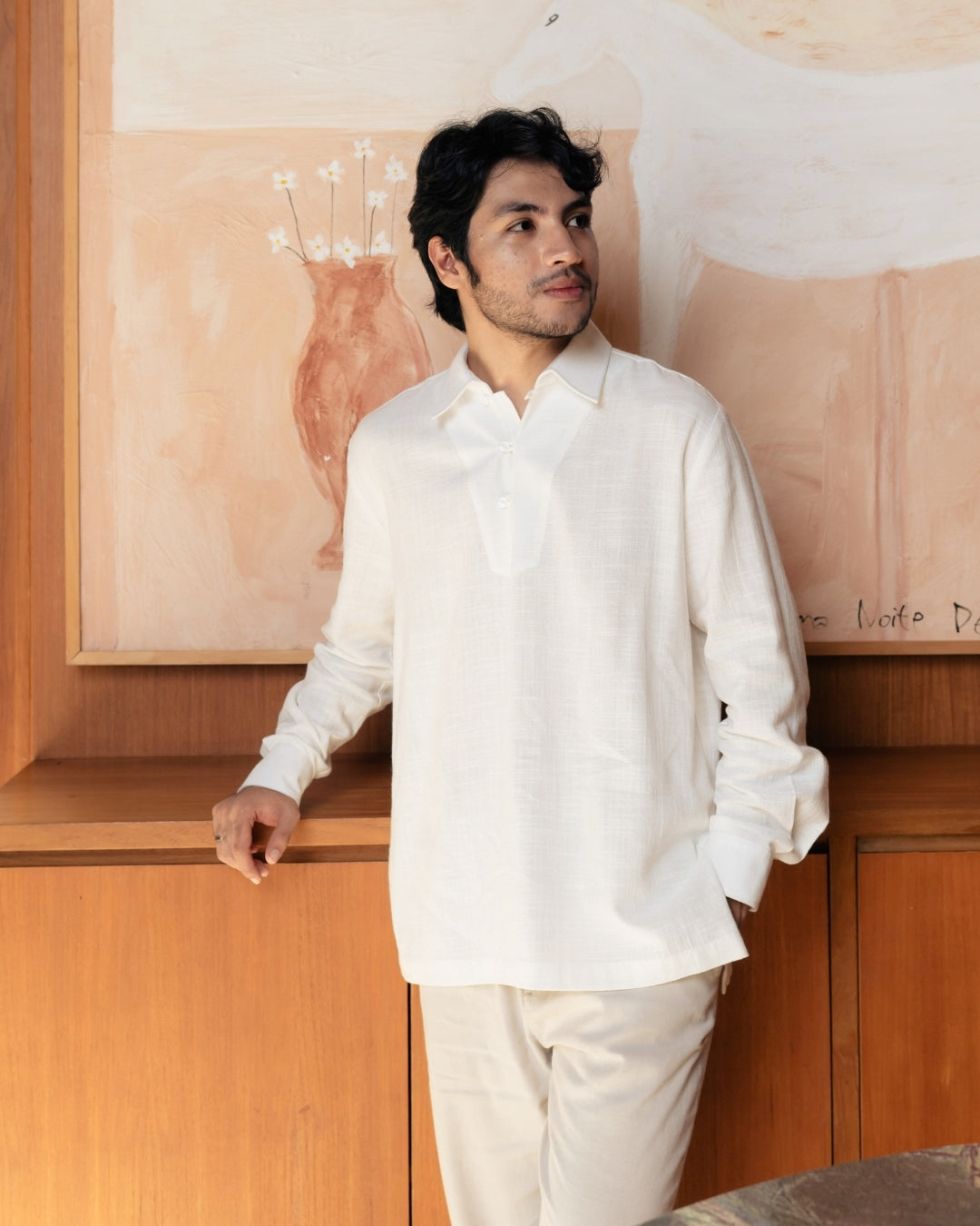 OMARA x Heidy Zayn Half-Button Koko Shirt | Kemeja Koko Pria - Quiet Ornament Sarimbit Series