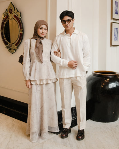 OMARA x Heidy Zayn Half-Button Koko Shirt | Kemeja Koko Pria - Quiet Ornament Sarimbit Series