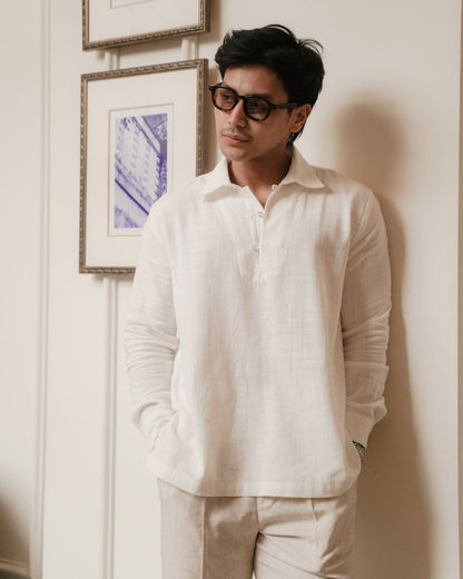 OMARA x Heidy Zayn Half-Button Koko Shirt | Kemeja Koko Pria - Quiet Ornament Sarimbit Series