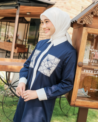 OMARA Wenny Pocket Contrast Tunic | Tunik Wanita - Olive Grove
