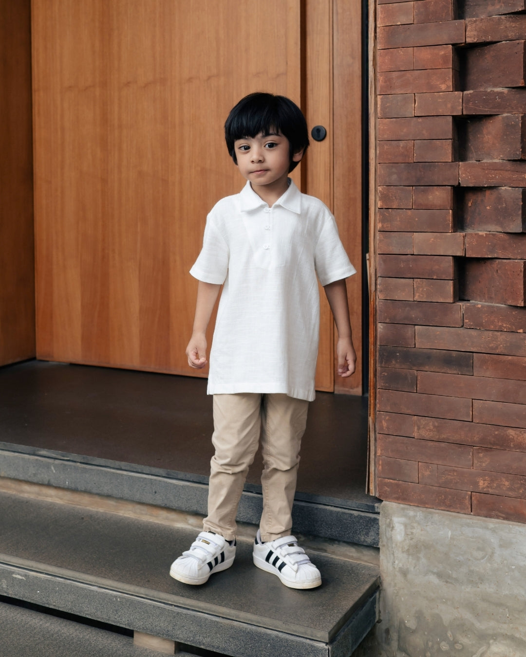 OMARA x Heidy Zayn Half-Button Kids Koko Shirt | Kemeja Koko Anak - Quiet Ornament Sarimbit Series