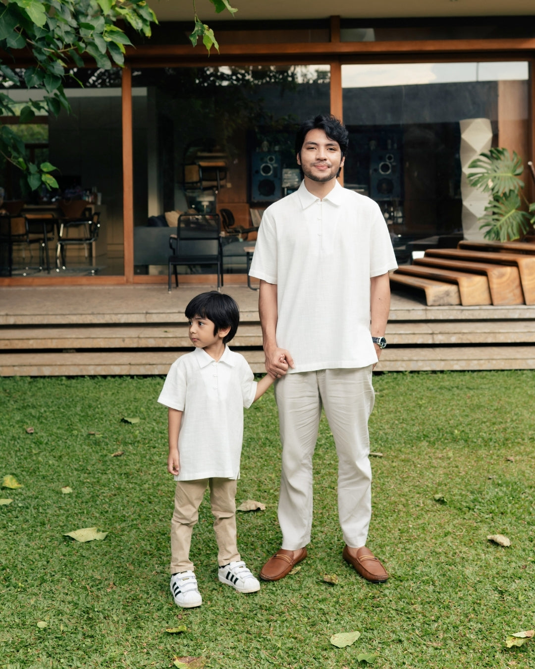OMARA x Heidy Zayn Half-Button Kids Koko Shirt | Kemeja Koko Anak - Quiet Ornament Sarimbit Series