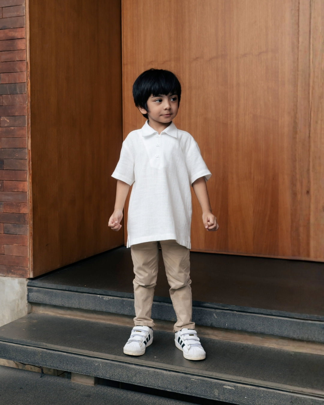 OMARA x Heidy Zayn Half-Button Kids Koko Shirt | Kemeja Koko Anak - Quiet Ornament Sarimbit Series