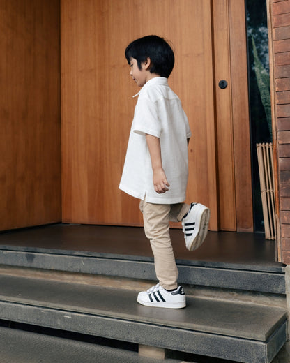 OMARA x Heidy Zayn Half-Button Kids Koko Shirt | Kemeja Koko Anak - Quiet Ornament Sarimbit Series
