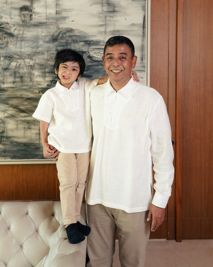 OMARA x Heidy Zayn Half-Button Kids Koko Shirt | Kemeja Koko Anak - Quiet Ornament Sarimbit Series