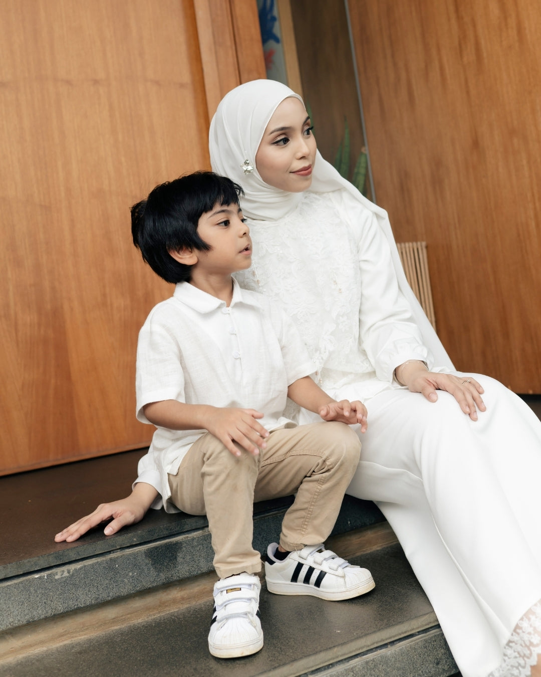 OMARA x Heidy Zayn Half-Button Kids Koko Shirt | Kemeja Koko Anak - Quiet Ornament Sarimbit Series