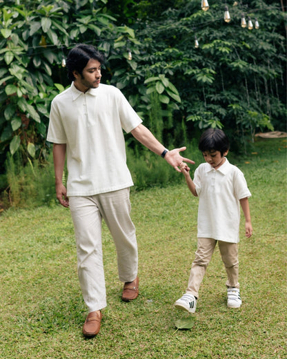 OMARA x Heidy Zayn Half-Button Kids Koko Shirt | Kemeja Koko Anak - Quiet Ornament Sarimbit Series