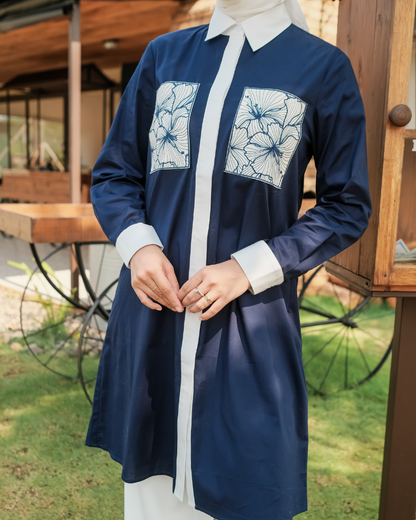 OMARA Wenny Pocket Contrast Tunic | Tunik Wanita - Olive Grove