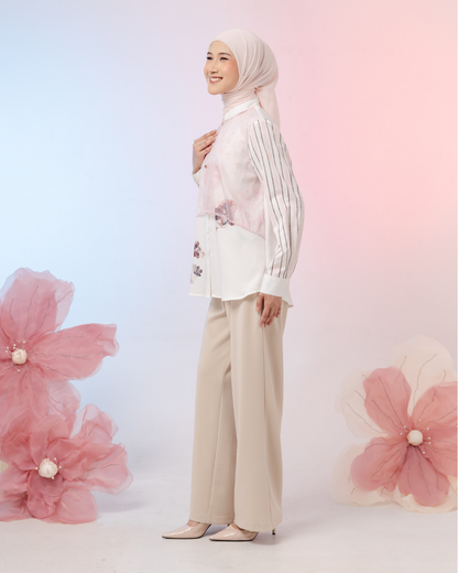OMARA Charita Blossom Sheer Blouse | Kemeja Blouse Wanita - Gardenia