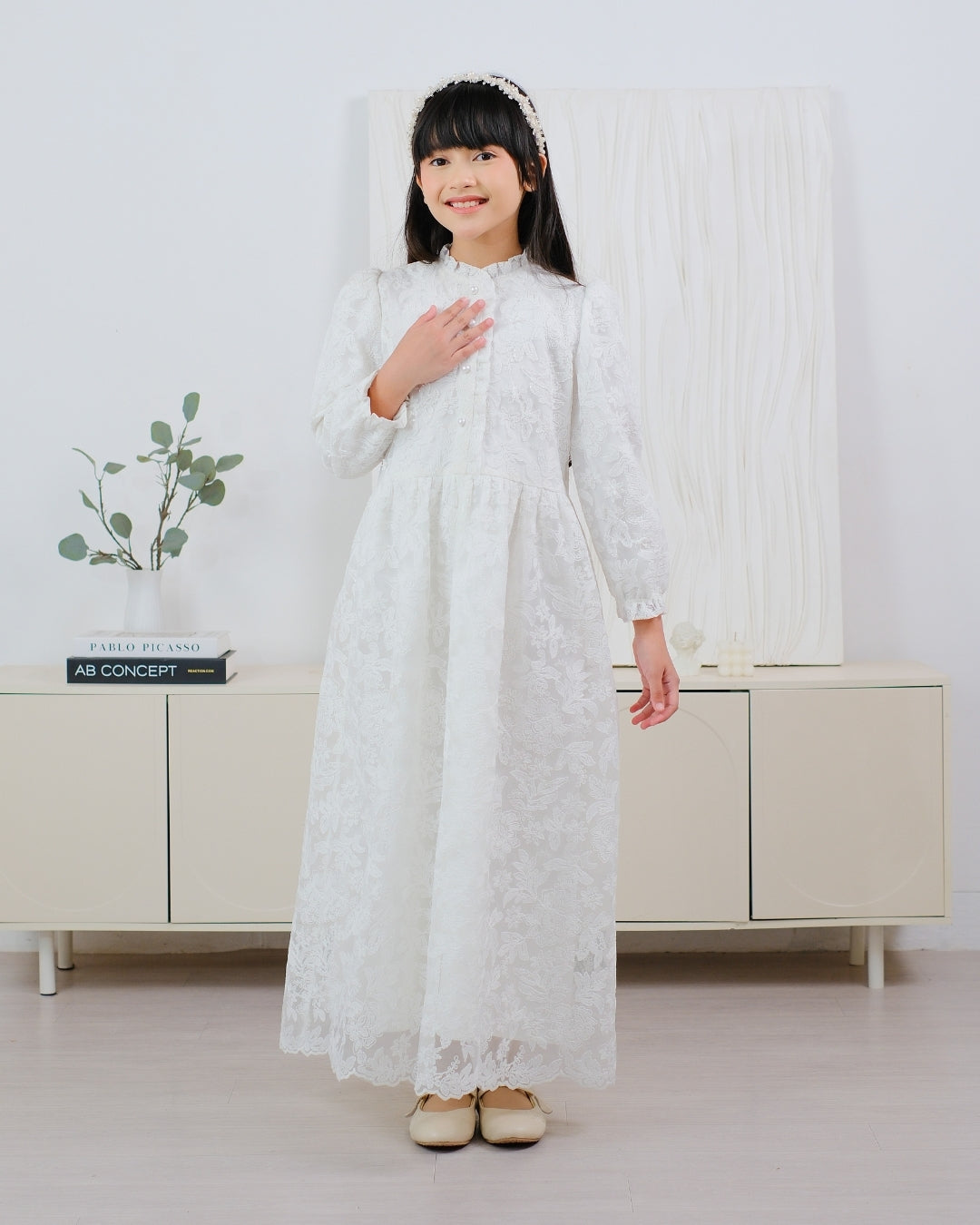 OMARA x Heidy Zeeya Ruffles-Lace Kids Dress | Dress Anak - Quiet Ornament Sarimbit Series