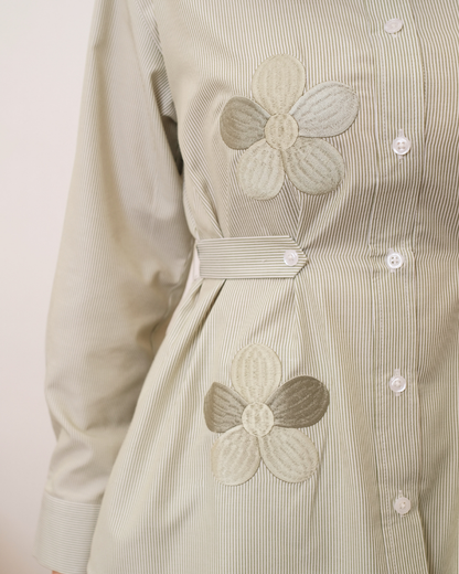 OMARA Zarissa Floral Belted Shirt | Kemeja Blouse Wanita - Easeé