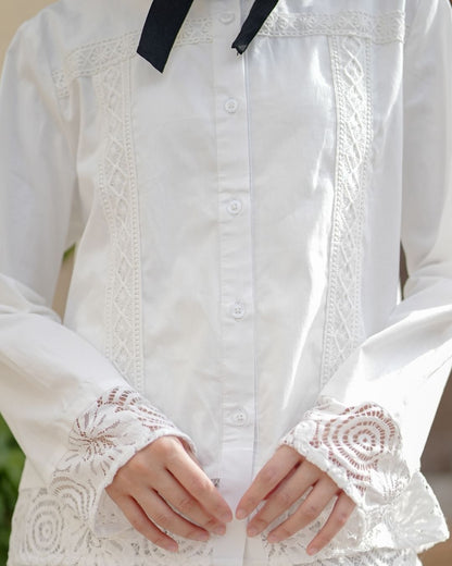 OMARA Neira Delicate Lace Shirt | Atasan Kemeja Wanita - Soft Reverie