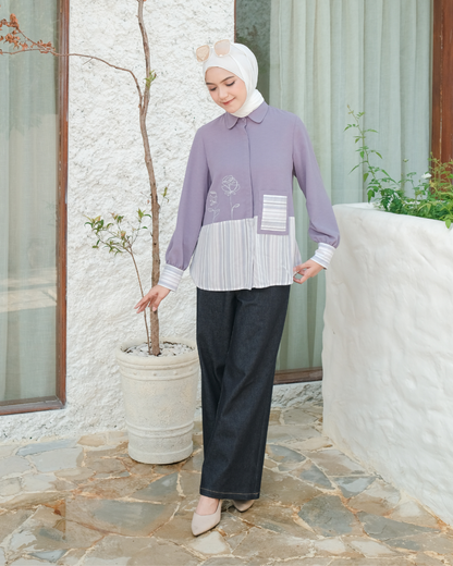 Hana Embroidery-Stripe Blouse