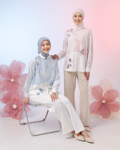 OMARA Charita Blossom Sheer Blouse | Kemeja Blouse Wanita - Gardenia