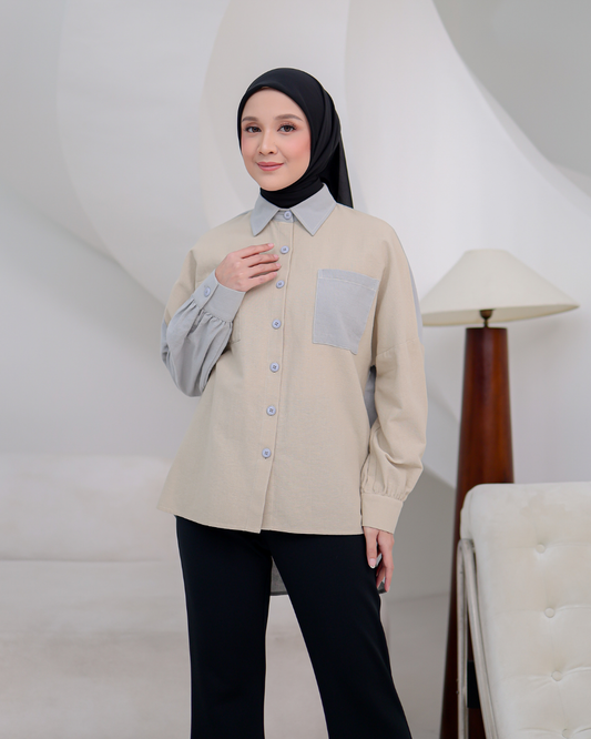 OMARA Keira Two Tone Shirt | Kemeja Wanita - Palette