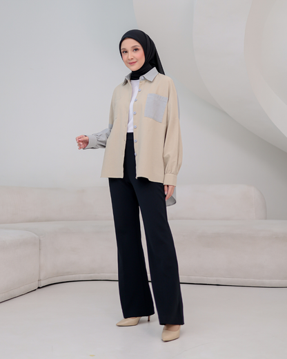 OMARA Keira Two Tone Shirt | Kemeja Wanita - Palette
