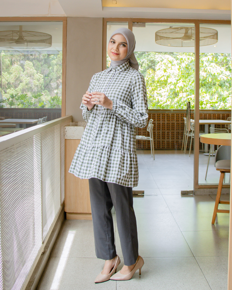 Elisha Plaid-Ruffles Tunic  - The Brunch Time