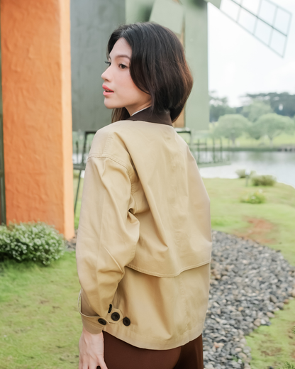 OMARA Wynona Contrast Collar Jacket | Jaket Wanita - Olive Grove