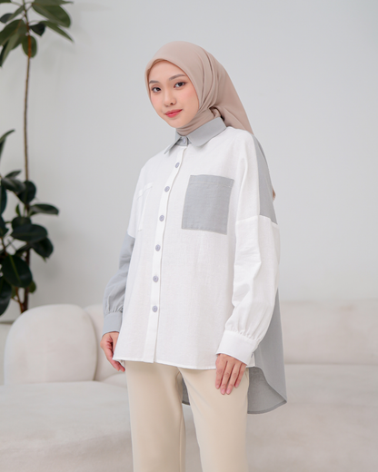OMARA Keira Two Tone Shirt | Kemeja Wanita - Palette