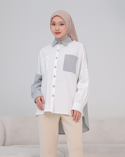 OMARA Keira Two Tone Shirt | Kemeja Wanita - Palette