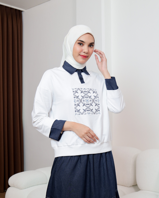 OMARA Radeya Embroidery Light Sweater | Atasan Wanita - The Daily Tales