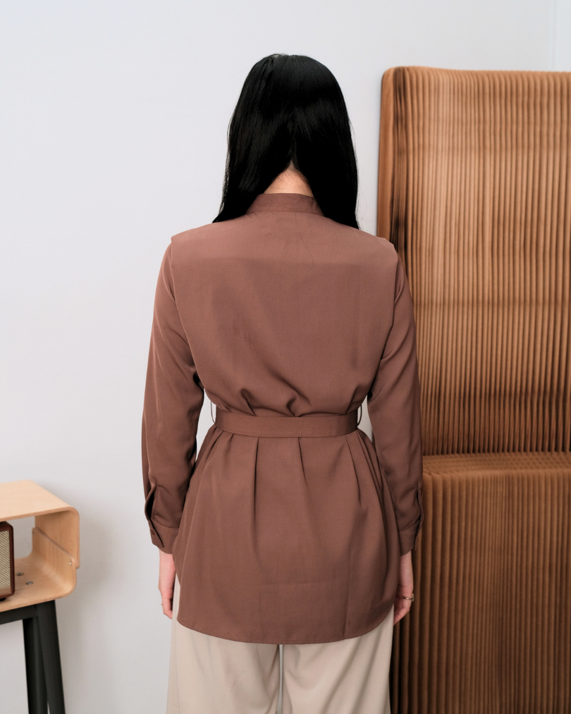 OMARA Zisel Belted Blouse | Kemeja Wanita - Easeé