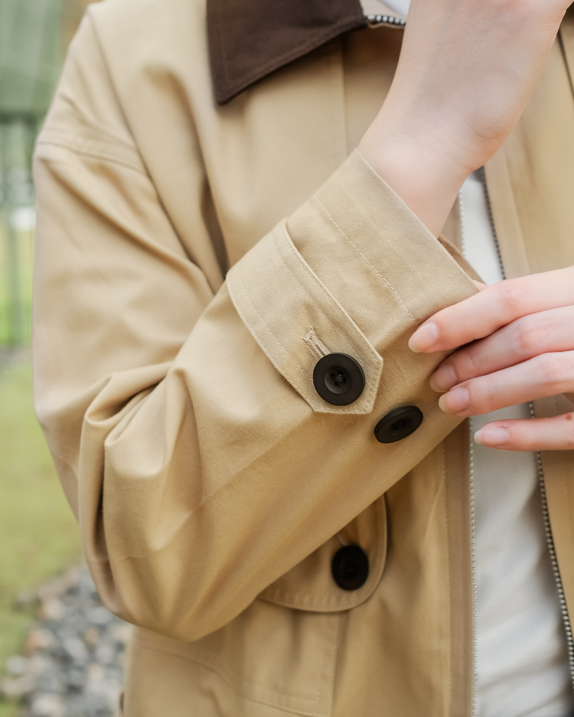 OMARA Wynona Contrast Collar Jacket | Jaket Wanita - Olive Grove