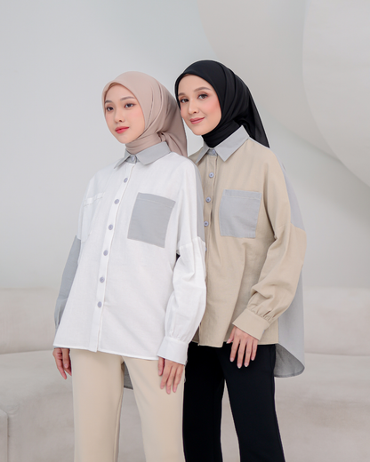 OMARA Keira Two Tone Shirt | Kemeja Wanita - Palette