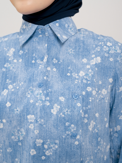 OMARA Dahlia Asymmetrical Placket Floral Shirt | Kemeja Blouse Wanita