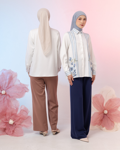 OMARA Charice Floral Stripe Shirt | Kemeja Blouse Wanita - Gardenia