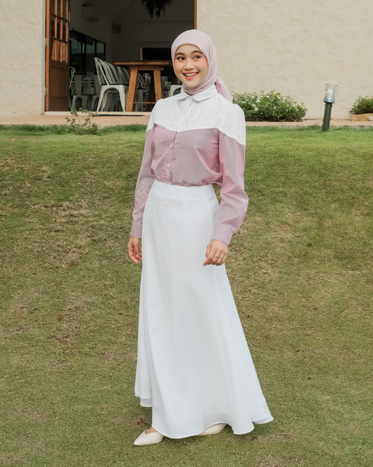 OMARA Widya Minimalist A-Line Maxi Skirt | Rok Wanita - Olive Grove