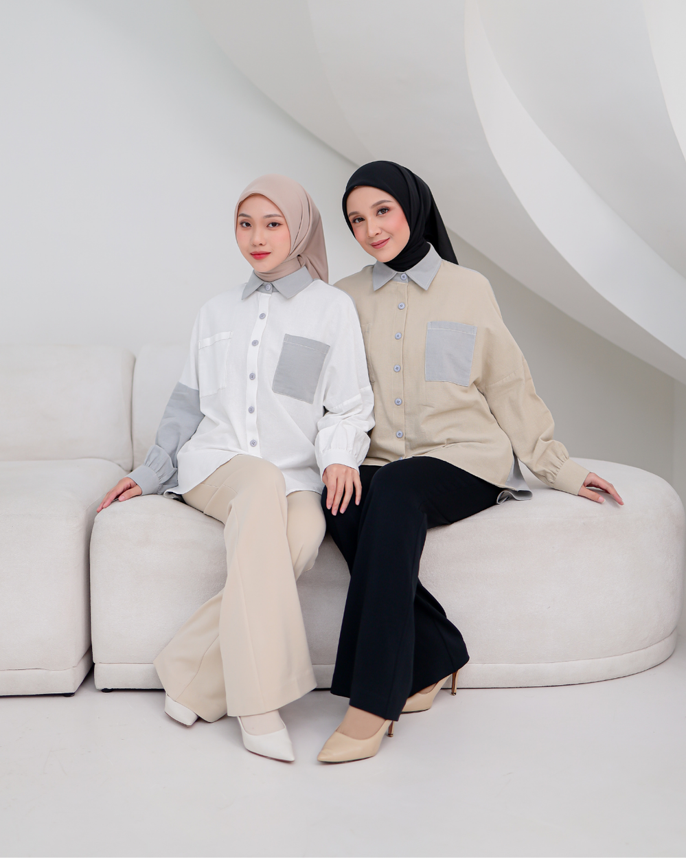 OMARA Keira Two Tone Shirt | Kemeja Wanita - Palette