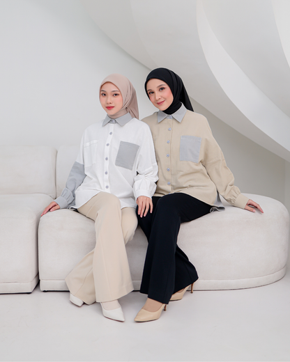 OMARA Keira Two Tone Shirt | Kemeja Wanita - Palette