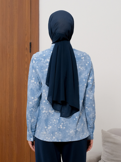OMARA Dahlia Asymmetrical Placket Floral Shirt | Kemeja Blouse Wanita