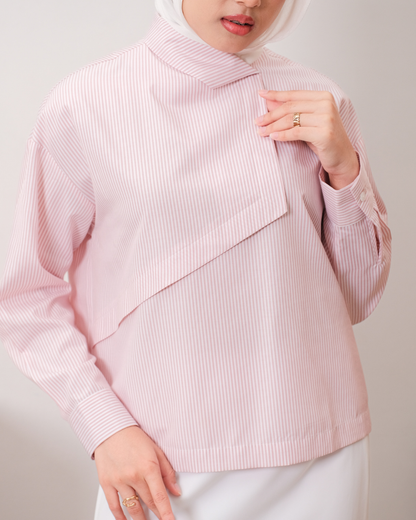 OMARA Zanera Diagonal Layer Blouse | Kemeja Blouse Wanita - Easeé